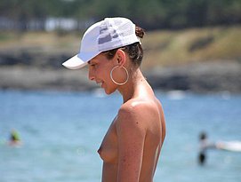 topless huge breast beach girl
