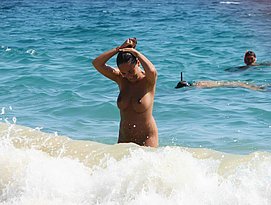 big tits at beach